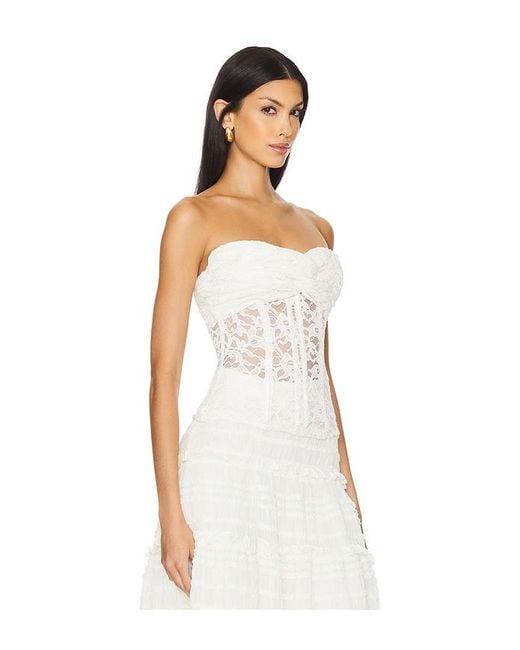 ROKH White Twisted Knot Laced Corset
