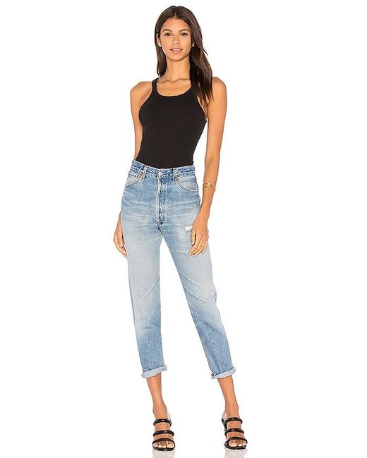 Re/done Blue X Hanes Ribbed Tank