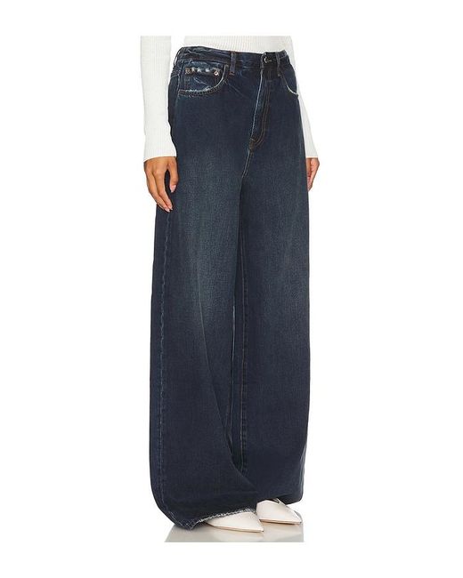 GRLFRND Blue Oversized Rigid Denim Flared Jeans