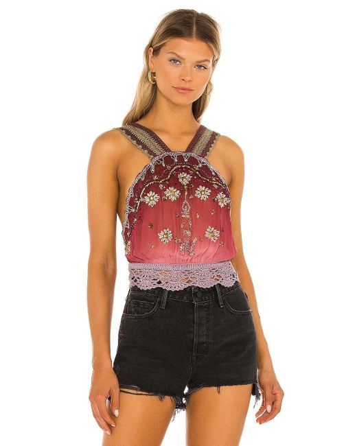 Free People Red Hi There Halter Top