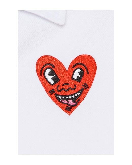 Reason White Keith Haring Heart Polo for men