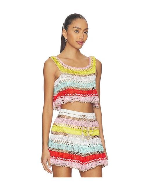 MY BEACHY SIDE Red Cleo Hand-Crocheted Top