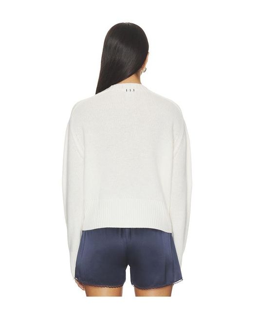 White + Warren White Featherweight Cashmere Nautical Embroidered Sweater