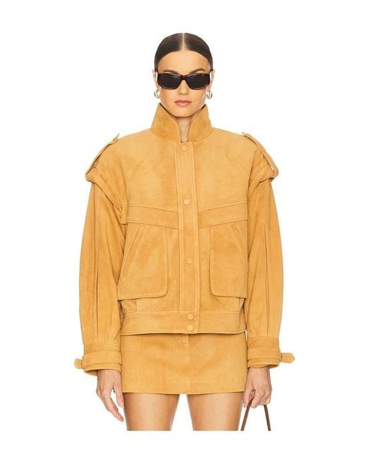 AEXAE Orange Leather Suede Oversized Jacket