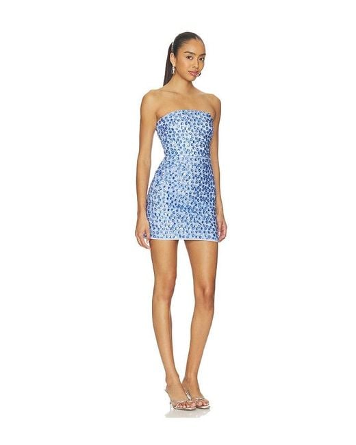 For Love & Lemons Blue Saltwater Sequin Mini Dress