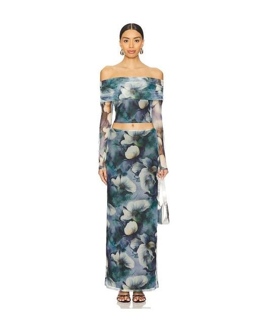 MORE TO COME Blue Esmeralda Maxi Skirt Set