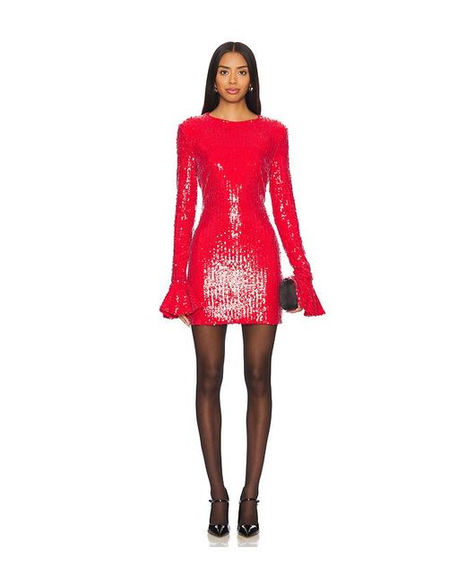 ROTATE BIRGER CHRISTENSEN Red Sequins Long Sleeve Mini Dress