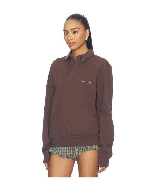 Quiet Golf Brown Monogram Washed Rugby Sweater