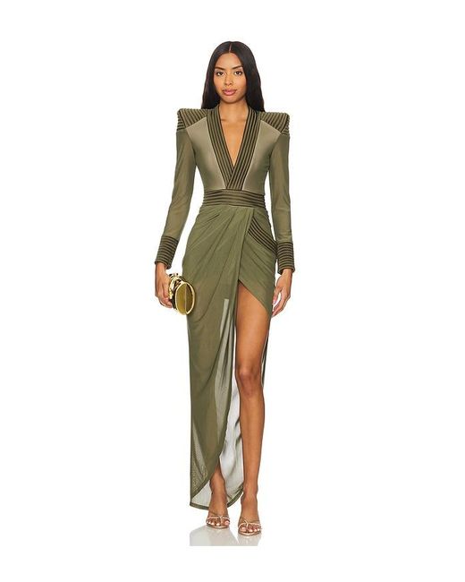 zhivago dress green Zhivago Green Sequin Wrap Dress with Shoulder Pads US4 main image 1