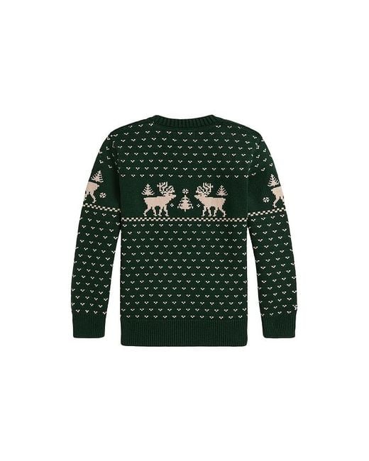 Polo Ralph Lauren Green Long Sleeve Intarsia Reindeer Sweater Coverall