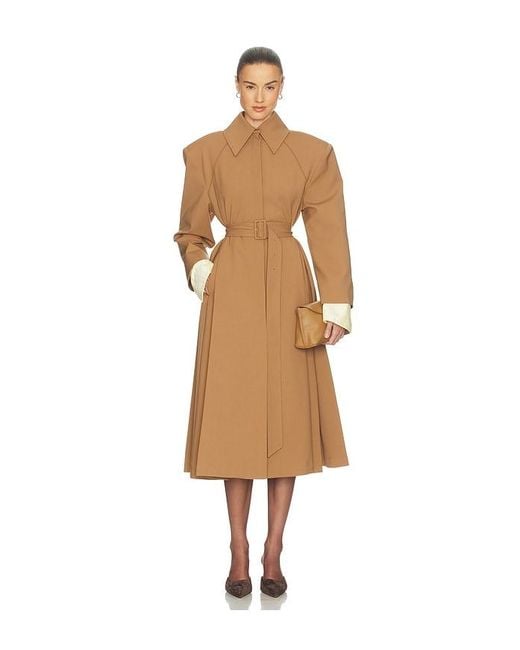 Helsa Natural Wool Blend Midi Trench