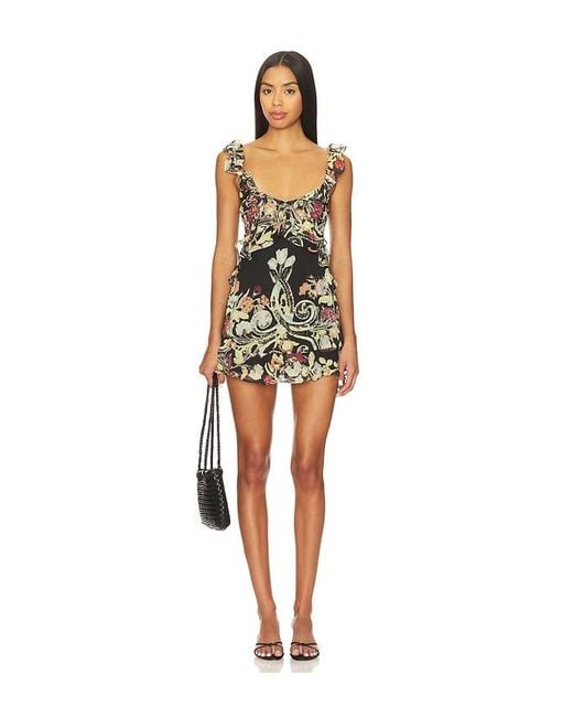 Free People Black Bali Flora Mini Dress