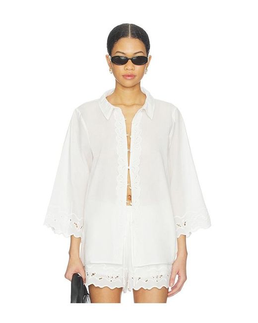 Bardot White Aleria Cotton Shirt With Trim