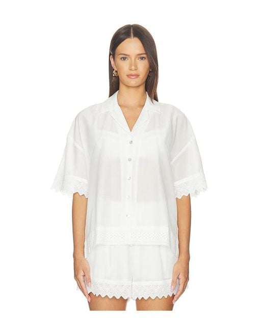 Pistola White Maliah Silk Blend Camp Shirt