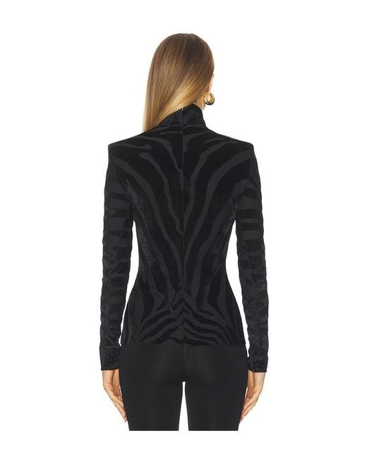 Balmain Black Buttoned Bouclette Zebra Top
