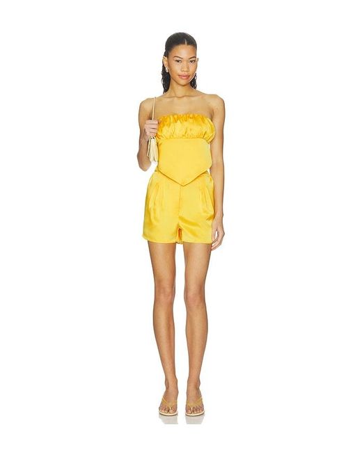 Susana Monaco Yellow Satin Scarf Tube Top