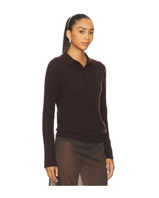 Enza Costa Knit Cashmere Polo Sweater Black