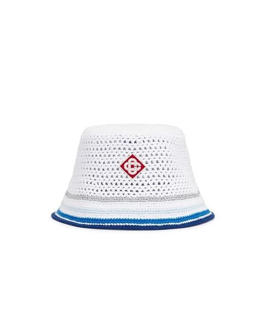 Casablanca White Mesh Stripe Crochet Hat for men