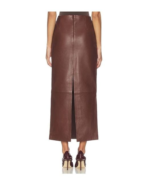 St. Agni Brown Leather Column Skirt