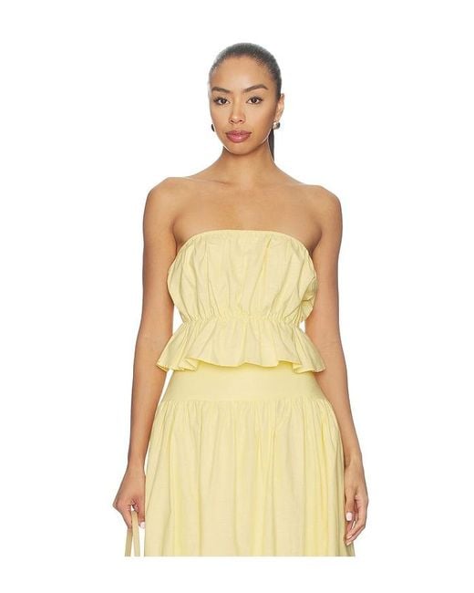 SNDY'S Yellow Nesa Strapless Top