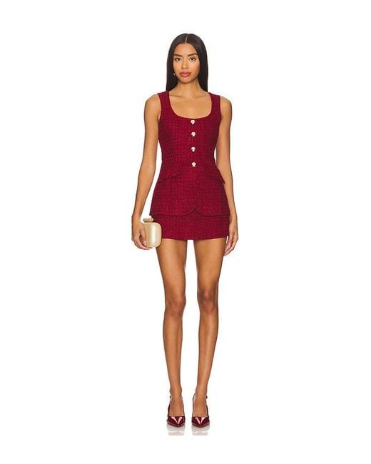 Amanda Uprichard Red Kya Tweed Romper