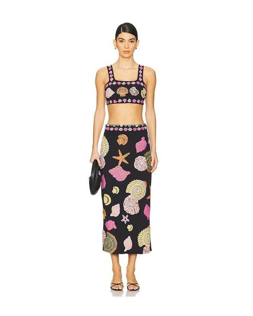 Oceanus Black New York Hand Embellished Top