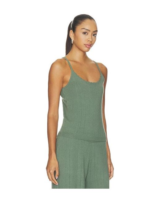 Eberjey Green Pointelle Scoop Neck Cami Top