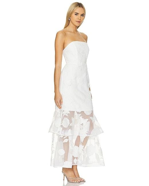 MILLY White 3d Butterfly Embroidery Strapless Dress
