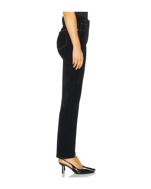 GOOD AMERICAN Black Good Icon Straight Velvet Denim Jeans