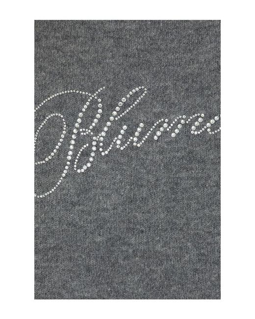 Blumarine Gray Knit Logo Embroidered Pullover