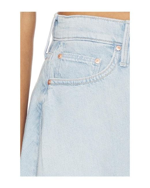 Mother Blue Flutter Short Fray Shorts