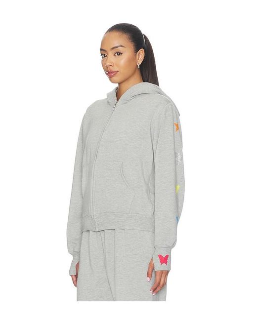 Lauren Moshi White Leann Zip Up Hoodie