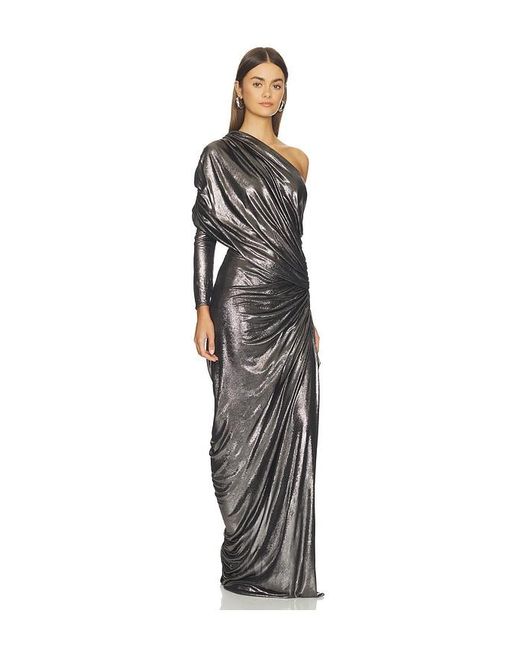Atlein Black One Sleeve Draped Gown