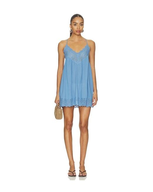 Free People Blue Fiona Slip Dress