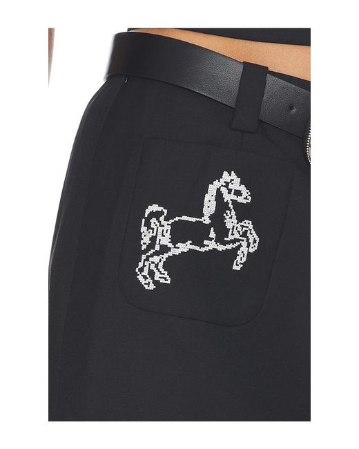 Markgong Black Cross Stitch Embroidered Skirt With Detachable Belt