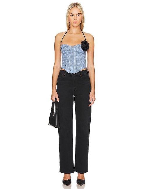 Lovers + Friends Blue Domino Bustier Top
