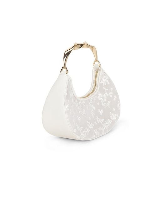 Jonathan Simkhai White Nixi Floral Embroidered Mesh Twist Handle Bag