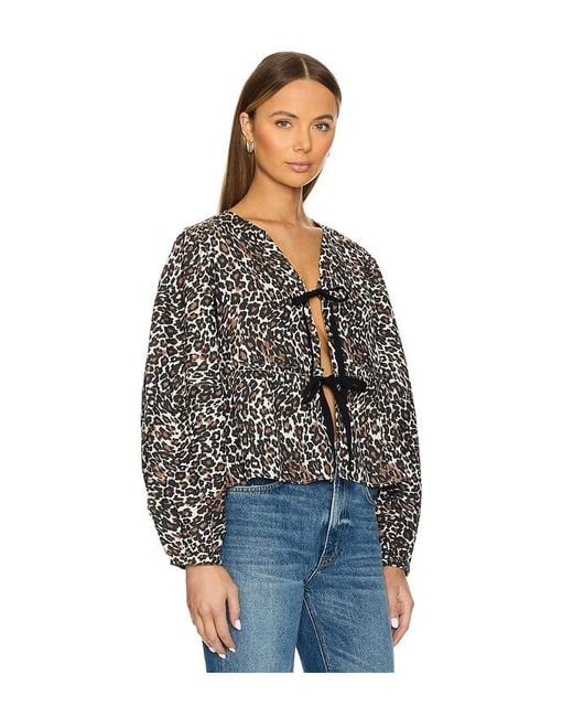 Free People Black X Revolve Printed Brunch Babe Top