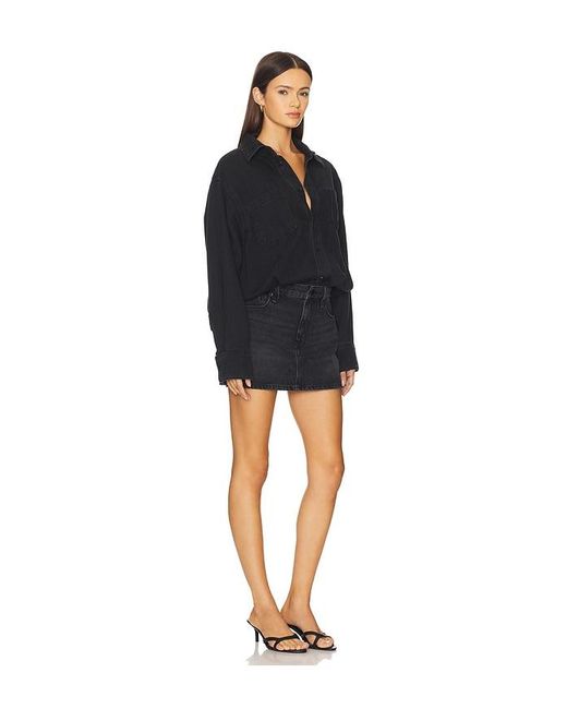 GOOD AMERICAN Black Denim Shirt Dress