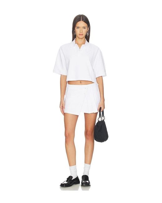 Alexander Wang White Oversized High Low Polo Top