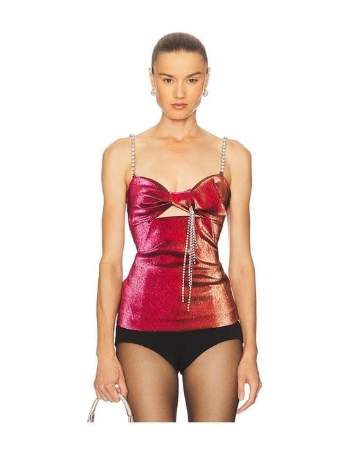 Area Red Crystal Cutout Top