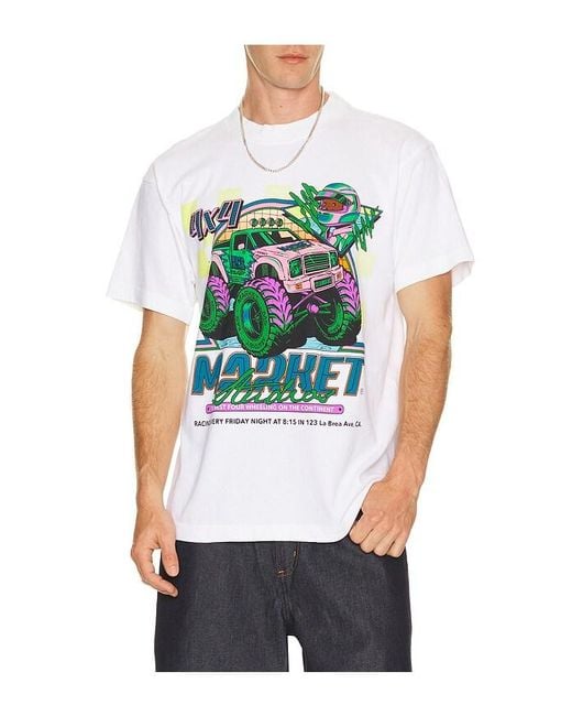 Market White Monster Truck Rally T-Shirt for men