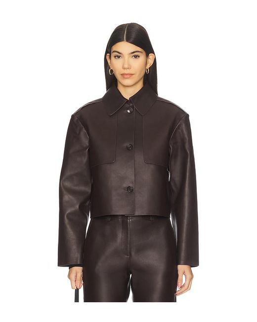Theory Brown Crop Leather Trench