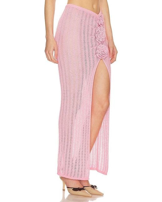 MAJORELLE Pink Stella Rosette Maxi Skirt