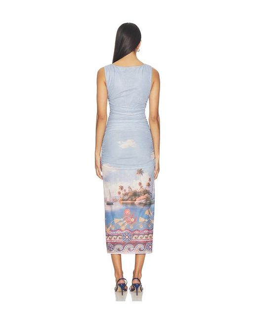 Line & Dot Blue Pernille Mesh Midi Dress