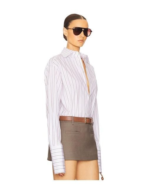 Helsa White Hemd Classic Fit Stripe Poplin