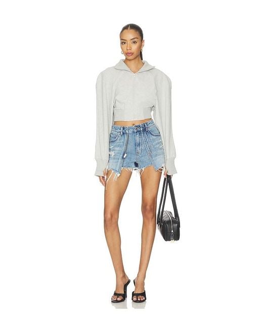 Alexander Wang Blue Distressed Double Layer Skort
