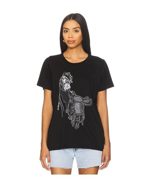 Lauren Moshi Black T-Shirt Mit Motiv Horse