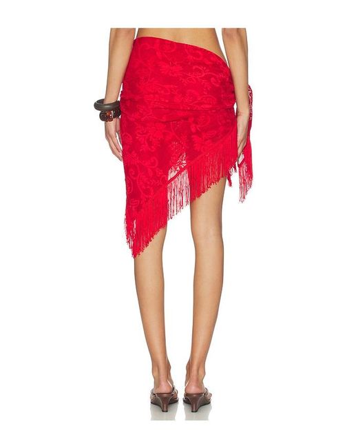 SNDY'S Red Lace Wrap Skirt
