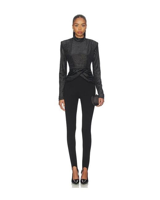 ROTATE BIRGER CHRISTENSEN Black Velvet Draped Top